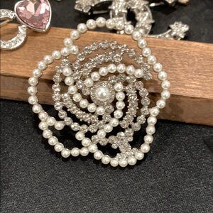 Elegant Silver and Pearl Brooch